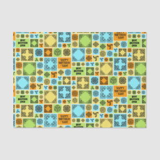 Papier Mousseline Ajouter nom et relation Anniversaire Orange & Vert