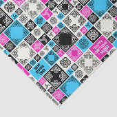 Papier Mousseline Ajouter Nom & Relation Anniversaire Magenta & Bleu (Détail)