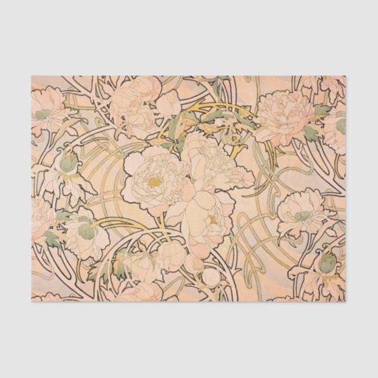 Papier Mousseline Alfonse Mucha Art Nouveau Peonies (Recto)