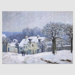 Papier Mousseline Alfred Sisley - Place Chenil à Marly, Effet Neige