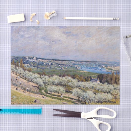 Papier Mousseline Alfred Sisley - Terrasse à Saint-Germain, Printemp (Artisanat)