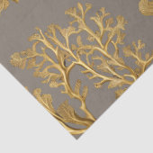 Papier Mousseline Algues d'or sur papier tissu Taupe (Détail)
