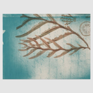 Papier Mousseline Algues vintages sur la page de découpage Turquoise