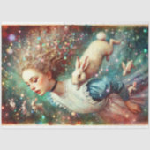Papier Mousseline Alice and Rabbit Hole Wonderland Fantasy Decoupage (Recto)