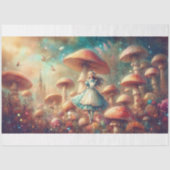 Papier Mousseline Alice and Whimsical Mushrooms Wonderland Decoupage (Recto)