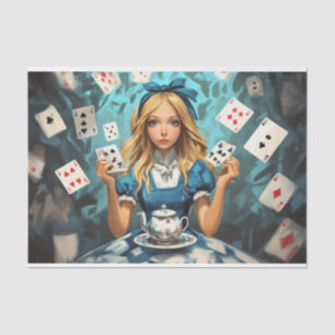 Papier Mousseline Alice au pays des merveilles avec cartes à jouer e