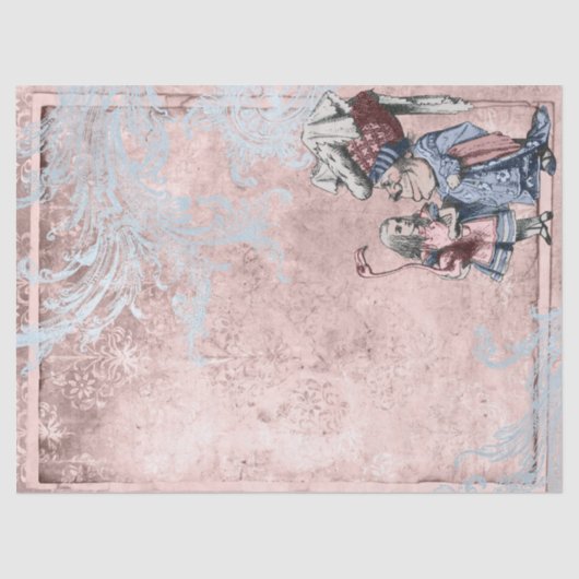 Papier Mousseline Alice au pays des merveilles avec Duchess Pink Dec (Recto)
