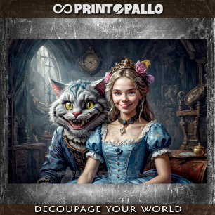 Papier Mousseline Alice au pays des merveilles avec le chat du Chesh