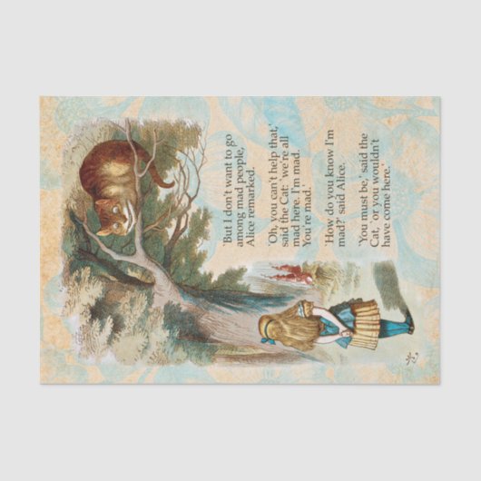 Papier Mousseline Alice au pays des merveilles Cheshire Cat Mad (Recto)