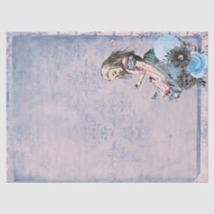 Papier Mousseline Alice au pays des merveilles Découpage floral bleu