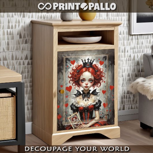 Papier Mousseline Alice au pays des merveilles - La Reine des Coeurs