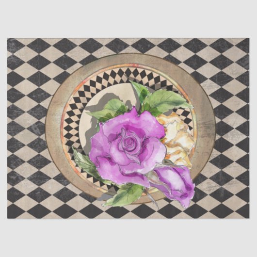 Papier Mousseline Alice au pays des merveilles Roses (Recto)