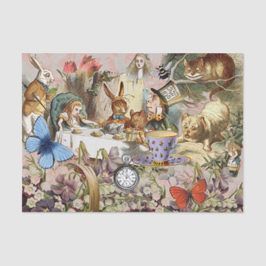 Papier Mousseline Alice au pays des merveilles Tea Party Art (Recto)