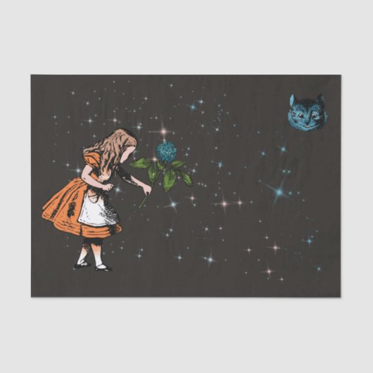 Papier Mousseline Alice au trèfle, Étoiles scintillantes, Cheshire C (Recto)