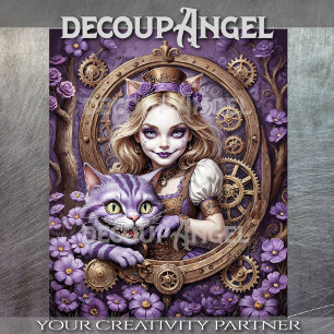 Papier Mousseline Alice et Cheshire Chat dans le style Steampunk vio