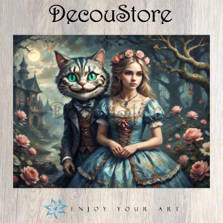 Papier Mousseline Alice et le Chat du Cheshire Decoupage