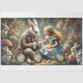 Papier Mousseline Alice et Rabbit Wonderland Forest Decoupage (Recto)