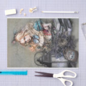 Papier Mousseline Alice foncé avec livres papier découpage (Artisanat)