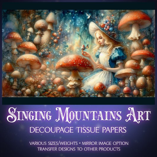Papier Mousseline Alice In Fairytale Mushroom Forest Decoupage