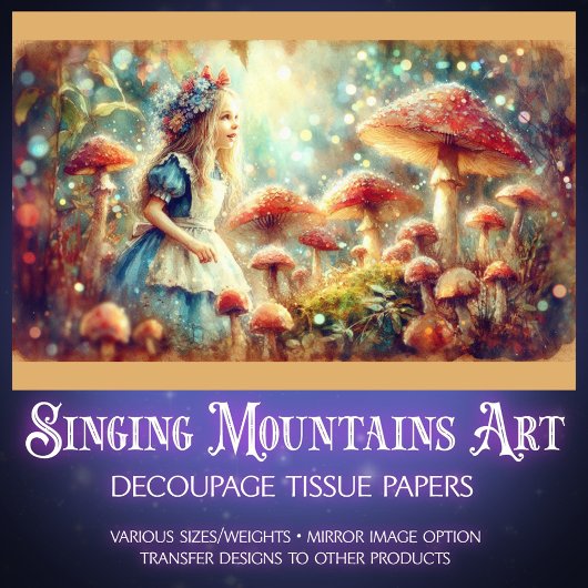 Papier Mousseline Alice In Giant Mushroom Forest Decoupage