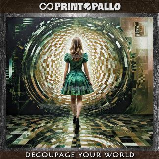 Papier Mousseline Alice in the Wonderland entering the rabbit hole