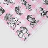 Papier Mousseline Alice In Wonderland, en vichy rose et blanc (Détail)