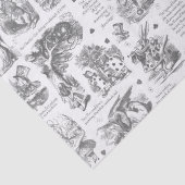 Papier Mousseline Alice in Wonderland Grey White Toile Citations (Détail)