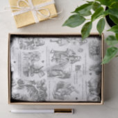 Papier Mousseline Alice in Wonderland Grey White Toile Citations (Cadeau)