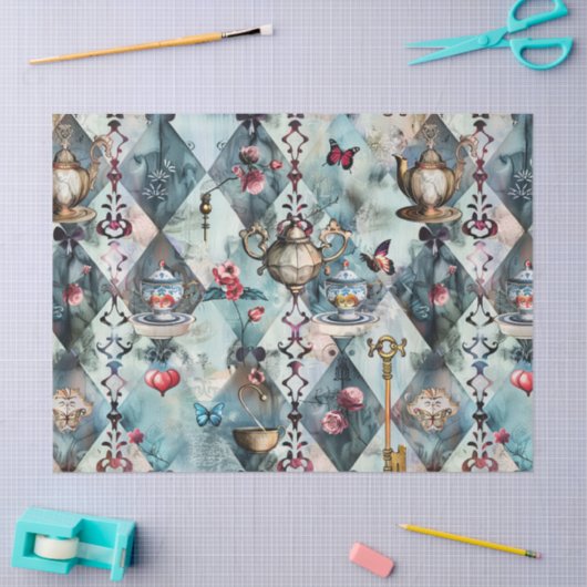 Papier Mousseline Alice in Wonderland Pattern (Artisanat)