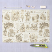 Papier Mousseline Alice in Wonderland Sepia Beige Toile Citations (Artisanat)