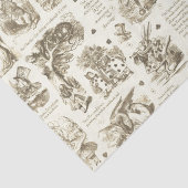Papier Mousseline Alice in Wonderland Sepia Beige Toile Citations (Détail)