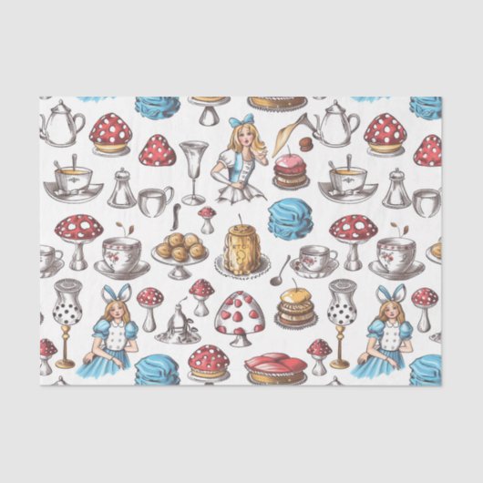 Papier Mousseline Alice In Wonderland Tea Party Découpage (Recto)