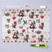 Papier Mousseline Alice, tenniel, reine des coeurs noire et rouge (Artisanat)