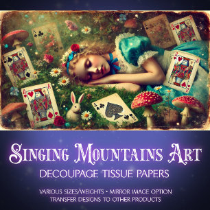 Papier Mousseline Alice Wonderland rêve Imaginaire Vintage Découpage