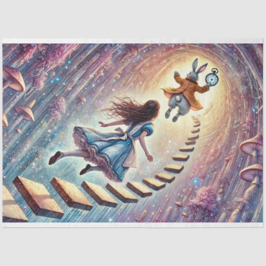 Papier Mousseline Alice's Enchanted Wonderland Descent Decoupage (Recto)