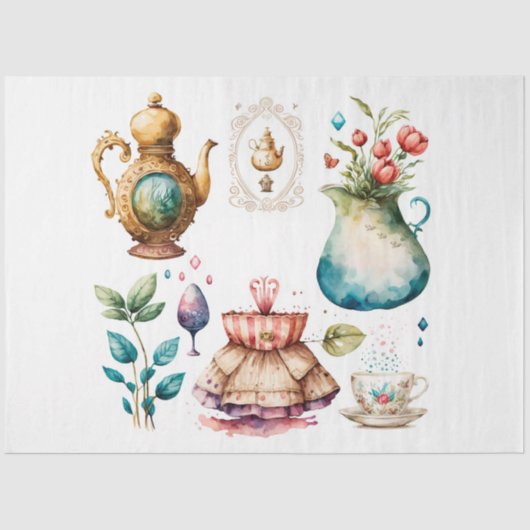 Papier Mousseline Alice's Tea Party Series Design 3 (Recto)