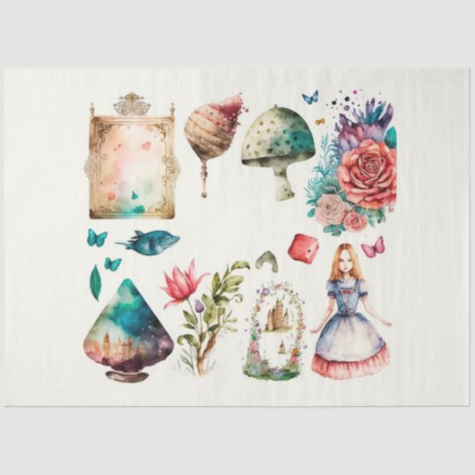 Papier Mousseline Alice's Tea Party Series Design 7 (Recto)
