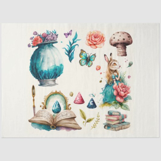 Papier Mousseline Alice's Tea Party Series Design 8 (Recto)