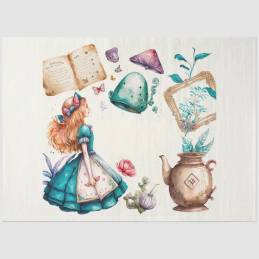 Papier Mousseline Alice's Tea Party Series Design 9 (Recto)