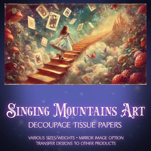 Papier Mousseline Alice's Wonderland Castle Climb Decoupage