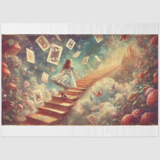 Papier Mousseline Alice's Wonderland Castle Climb Decoupage (Recto)