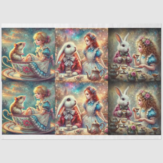 Papier Mousseline Alice's Wonderland Teatime Adventures Decoupage (Recto)