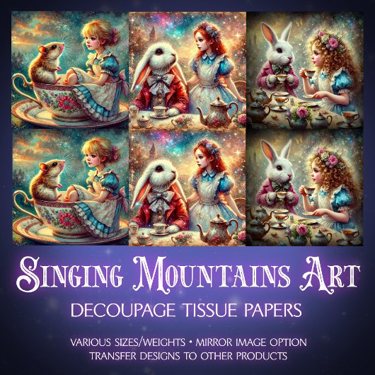 Papier Mousseline Alice's Wonderland Teatime Adventures Decoupage