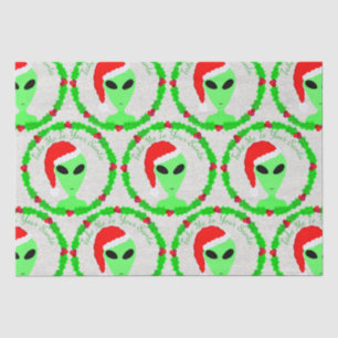 Papier Mousseline Alien Père Noël Holly Wreath Motif Silly Fun LGM