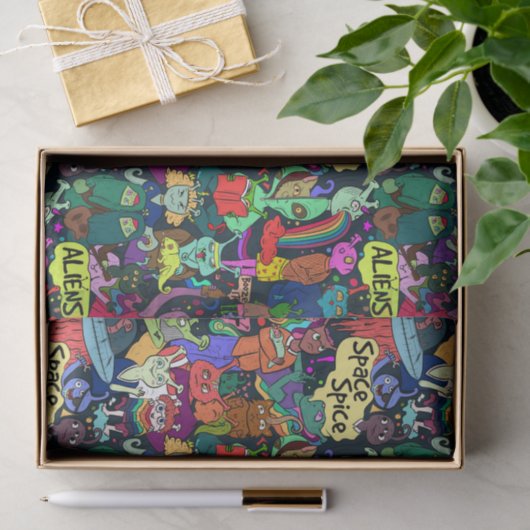 Papier Mousseline Aliens UFO abstrait Decoupage (Cadeau)