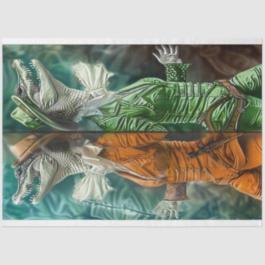 Papier Mousseline Alligator Anthropomorphique Dueling Gators Decoupa (Recto)