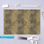 PAPIER MOUSSELINE ALLIGATOR NOIR ET OR REGARDE DE LA PEAU (Artisanat)