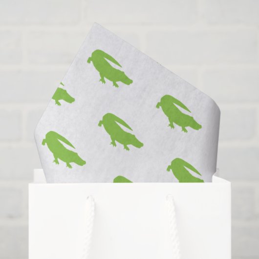 Papier Mousseline Alligator Vert Preppy Designer Sud Fun (Sac cadeau)