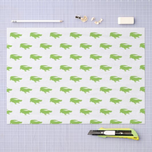 Papier Mousseline Alligator Vert Preppy Designer Sud Fun (Artisanat)