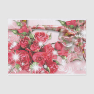 Papier Mousseline Allusion aux roses roses